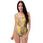 Yellow Hawaiian Pineapple Print One Piece Swimsuite