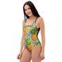 Yellow Pineapple Hawaiian Print One Piece Swimsuite