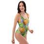 Yellow Pineapple Hawaiian Print One Piece Swimsuite