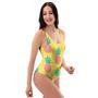 Yellow Pineapple Print One Piece Swimsuite