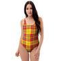 Yellow Plaid Tartan One Piece Swimsuite