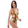 Yellow Sugar Skull One Piece Swimsuite