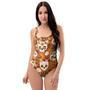 Yellow Sugar Skull One Piece Swimsuite