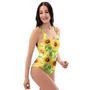 Yellow Sunflower Print One Piece Swimsuite