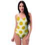 Yellow White Polka Dot One Piece Swimsuite