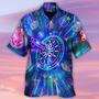 All Over Print Dart Neon Sign Bright Royal Hawaiian Shirt, Idea Gift for Dart Player