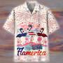 All Over Print Flamingo and Firework Pattern Independence Hawaiian Shirt