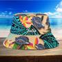 Beach Turtle Flip Flop Bucket Hat, Custom Name Beach Pattern Turtle Lovers Bucket Hats