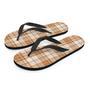 Beige Plaid Tartan Print Men's Flip Flops