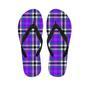 Black Purple Plaid Tartan Men's Flip Flops