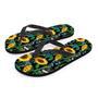 Black Sunflower Floral Men's Flip Flops