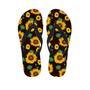 Black Sunflower Print Men's Flip Flops