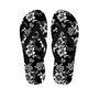 Black White Floral Print Men's Flip Flops