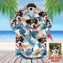 Custom photo Dog floral Aloha Shirt, Dog Flowers Pattern Hawaiian Shirt, Dog Hawaiian shirt For Men, Women