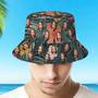 Custom Photo Face Bucket Hat for Men, Women, Wide Brim Outdoor Summer Cap Hiking Beach Sports Hats Hawaiian Style Gift for Lover