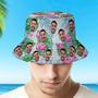 Custom Photo Face Flamingo Summer Bucket Hat for Men, Women, Boy and Girl