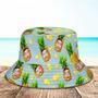 Custom Photo Face, Funny Pineapple Bucket Hat Hawaiian Hat for Men, Women