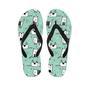 Cute Green Doodle Cat Print Men's Flip Flops