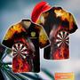 Dartboard Flame Personalized Name Hawaiian Shirt For Darts Team Player, Fire and Thunder Dart Hawaiian