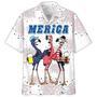 Flamingo Hawaiian Shirt, Full Printed Flamingo Drinking Beer In Usa Flag Happy Independence Day, Of Jul Gift