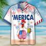 Funny Chicken Beer Hawaiian Shirt For Independence'S Day, Cool Chicken Patriotic Of July Gift For Chicken Lovers