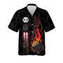 Funny Flame Skull Bowling Team Button-Down Short Sleeve, Skull Bowling Hawaiian Shirt