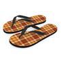 Orange Plaid Tartan Print Men's Flip Flops