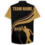 Personalized Hawaiian Bowling Shirt Black and Gold Bowlers Custom Team Bowling Hawaiian Shirt