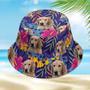 Prismatic Lavender Hawaiian Custom Dog Photo Bucket Hat for Dog Lovers, Boy, Girls