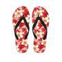 Red And White Hibiscus Hawaiian Print Men's Flip Flops