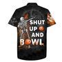 Shut Up and Bowl Funny Hawaiian Bowling Shirt Personalized Flame Bowling Skull Bowler Hawaiian Shirt, Skull Shirt