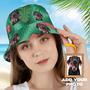 Trident Green Hawaiian Custom Dog Photo Bucket Hat for Dog Lovers, Dog Mom, Dog Cat