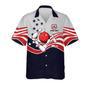 USA Bowling Button-Down Short Sleeve Hawaiian Shirt, Custom Name Bowling Shirt