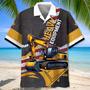 Blue Tropical Excavator Hawaiian Shirt for Mem, Husband, Excavator Summer Beach Shirt