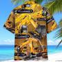 Blue Tropical Excavator Hawaiian Shirt for Mem, Husband, Excavator Summer Beach Shirt