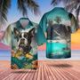 Boston Terrier Tropical Pattern Hawaiian Shirt , Summer Beach Shirt Gift For Dog Lovers