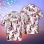 Brown Horse Red Floral US Flag Hawaiian Shirt for Women, Men, Horse Lovers