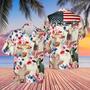 Charolais Cattle American Flag Hawaiian Flowers Hawaiian Shirt for Men Summer Vibes