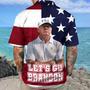 Custom 2024 Donald Trump Photo Hawaiian Shirt, Take America Back, Let's Go Brandon Vote for Trump 2024 Summer Shirt