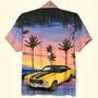 Custom Car Photo Hawaiian Shirt, Aloha Shirt, Sunset Beach Pattern, Perfect Hawaiian Shirt for Man, Car Lover