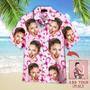 Custom Face On Breast Cancer Ribbons Awareness Custom Hawaiian Shirt, Personalized Hawaiian Shirts, Custom Photo Hawaiian Shirt