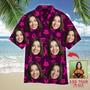 Custom Face On Breast Cancer Ribbons Awareness Custom Hawaiian Shirt, Personalized Hawaiian Shirts, Custom Photo Hawaiian Shirt