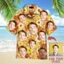 Custom Face On Orange Sunflowers Custom Hawaiian Shirt, Personalized Hawaiian Shirts, Custom Photo Hawaiian Shirt