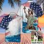 Custom Photo Dog Liberty Statue Hawaiian Shirt, US Flag Color Shirt, Hawaiian Shirt for Dog Lover