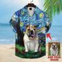 Custom Photo Dog Starry Night Pattern Blue Color Hawaii Shirt, Dog aloha shirt for men, Hawaii shirt woman