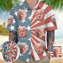 Custom Trump Face Photo With Us Flag Hawaii Shirt 62487, Summer Beach Trump Shirt