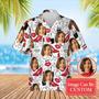 Fashion Design Hawaiian Custom Photo Face Summer Shirt Beach Hawaiian Casual Button Down Short Sleeve Hawaiian Shirt, Gift for Her in Summer