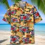 Firefighter Truck Hawaiian Shirt for Fireman, Firefighters Summer Aloha Firefighter Hawaiian Shirt