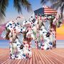 Goat United States Flag Hawaiian Shirt Flowers Theme Goat Summer Hawaiian Shirt for Farmers, Men, Women