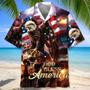 God Bless America Hawaiian Shirt, Skull Eagle Hawaii Shirt For America Lovers